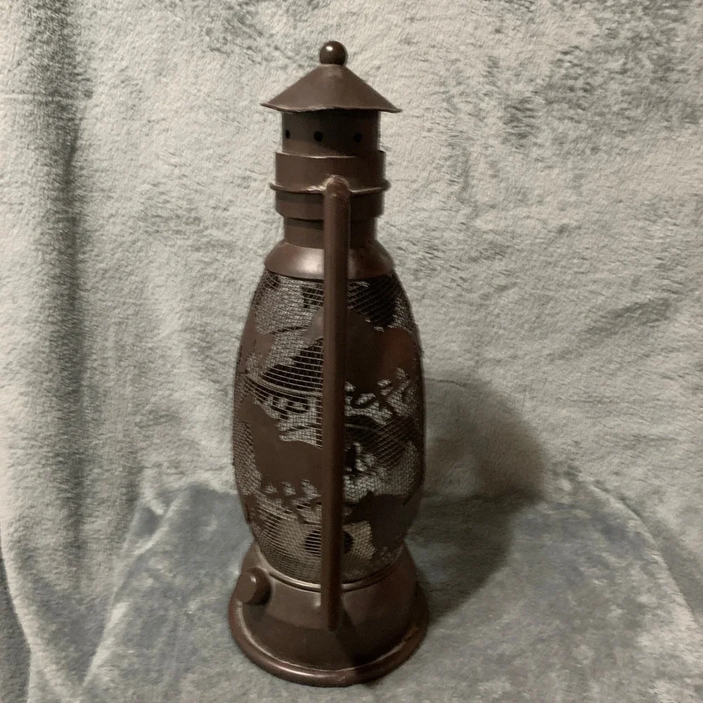 Rustic Brown Metal Horse Silhouette Mesh Hurricane Lantern Western Decor Flaw